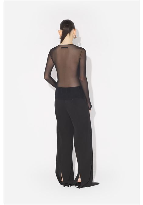 top mesh long sleeves sequin embroidery donna nero JEAN PAUL GAULTIER | 25/03-W-TO339-M00100
